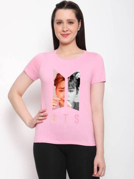 af collection Printed Women Round Neck Pink T-Shirt