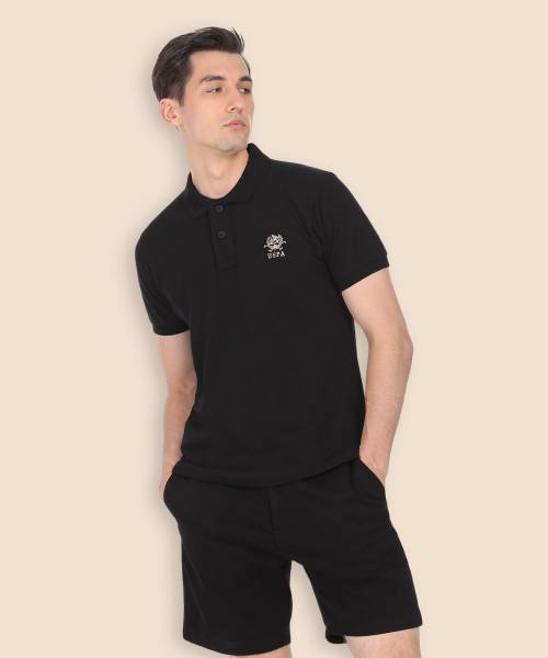 U.S. POLO ASSN. Solid Men Polo Neck Black T-Shirt