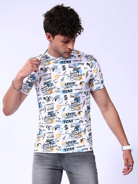 The Indian Garage Co. Printed Men Round Neck White T-Shirt