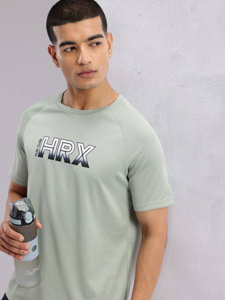 HRX by Hrithik Roshan Printed Men Round Neck Green T-Shirt