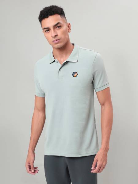 TECHNOSPORT Solid Men Polo Neck Grey T-Shirt