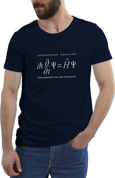 Qworld Typography Men Round Neck Navy Blue T-Shirt
