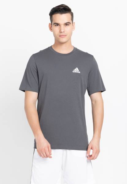 ADIDAS Printed Men Round Neck Grey T-Shirt