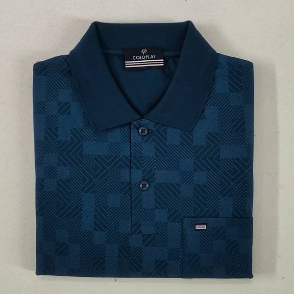 Coldplay Printed Men Polo Neck Blue T-Shirt