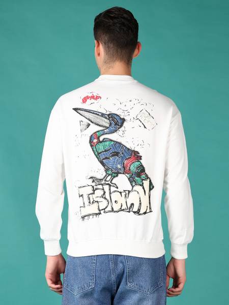 V-MART Printed Men Round Neck White T-Shirt