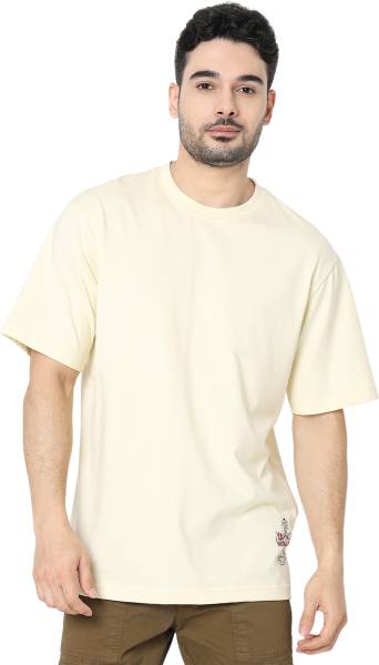 Spykar Printed Men Round Neck White T-Shirt