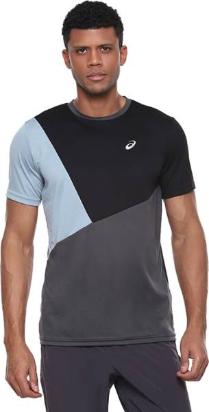 Asics Solid Men Round Neck Black T-Shirt