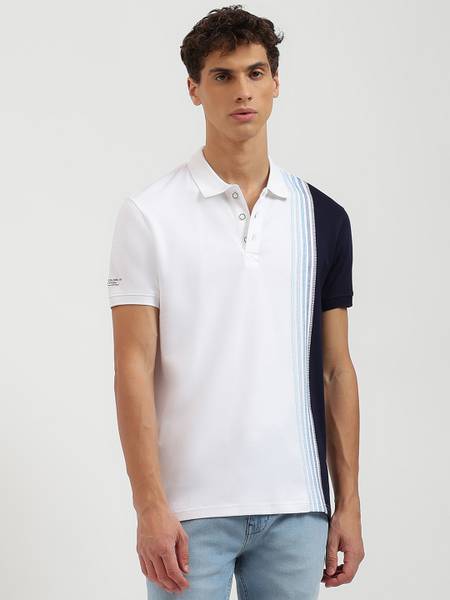 United Colors of Benetton Colorblock Men Polo Neck Green T-Shirt