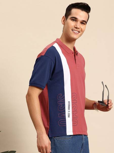Mast & Harbour Colorblock Men Polo Neck Multicolor T-Shirt