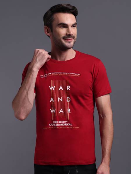 METRONAUT Printed Men Round Neck Maroon T-Shirt