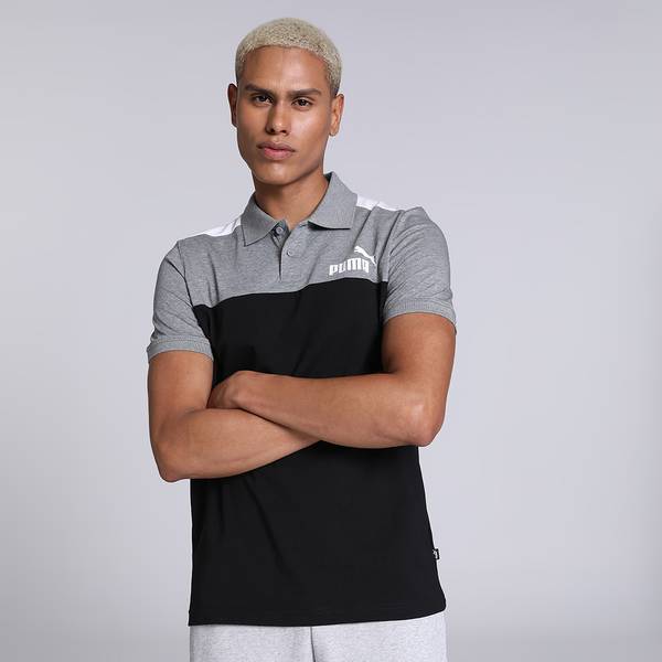 PUMA Solid Men Peter Pan Collar Black T-Shirt