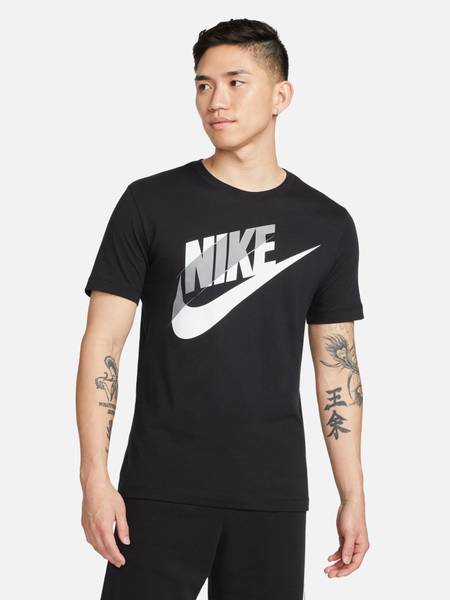 NIKE Solid Men Round Neck Black T-Shirt