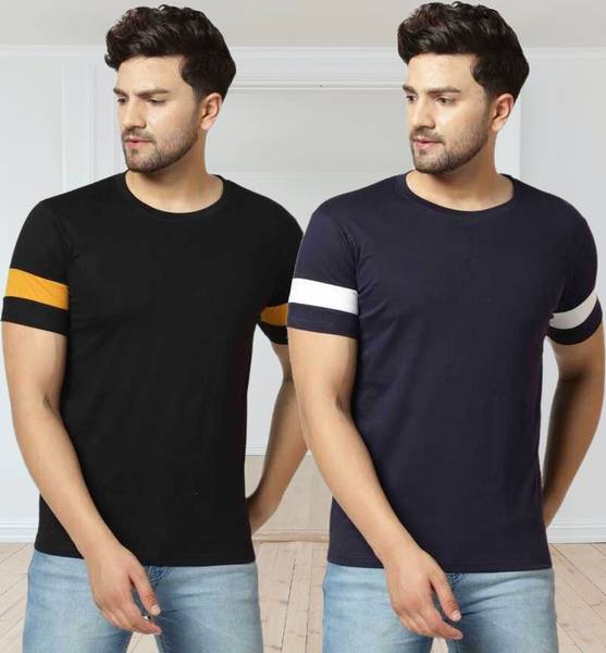 TAZO Solid Men Round Neck Multicolor T-Shirt