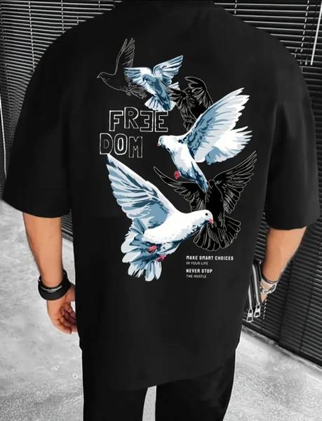 deslizar Graphic Print Men Round Neck Black T-Shirt