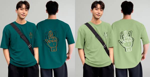 KAJARU Printed Men Round Neck Green, Dark Green T-Shirt
