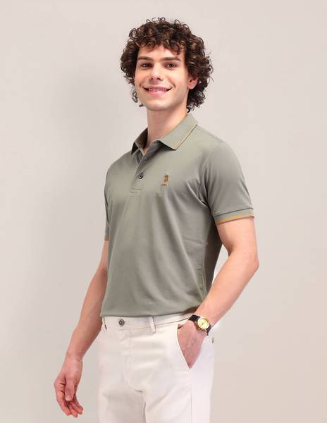 U.S. POLO ASSN. Solid Men Polo Neck Green T-Shirt