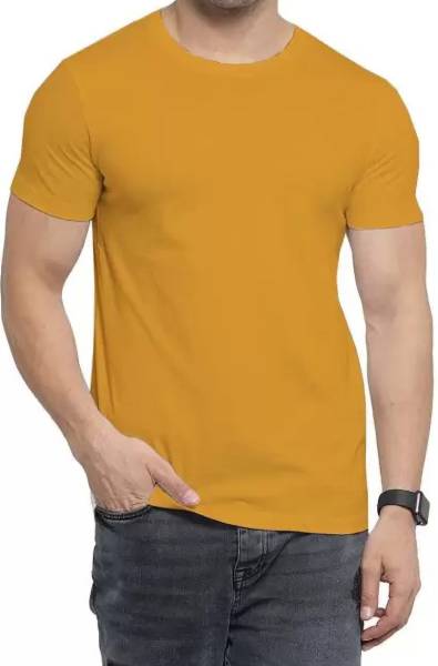 UNFOLDFIT Solid Men Round Neck Orange T-Shirt