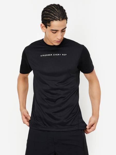 MAX Printed Men Round Neck Black T-Shirt