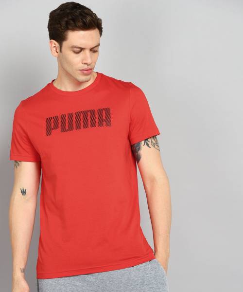 PUMA Solid Men Round Neck Red T-Shirt