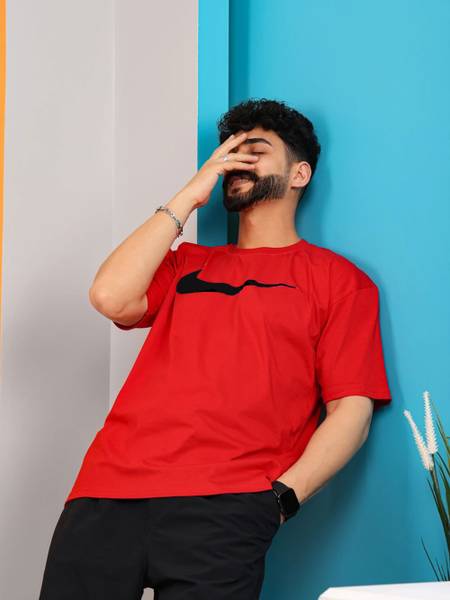 Magneto Printed Men Round Neck Red T-Shirt