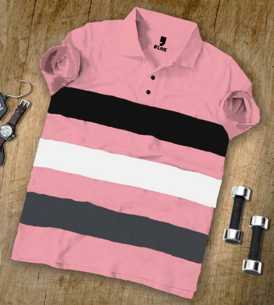 BLIVE Colorblock Men Polo Neck Multicolor T-Shirt