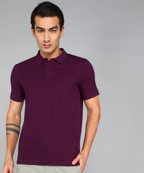 VAN HEUSEN SPORT Solid Men Polo Neck Purple T-Shirt