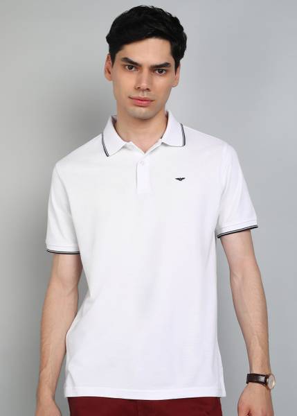 PARK AVENUE Solid Men Polo Neck White T-Shirt