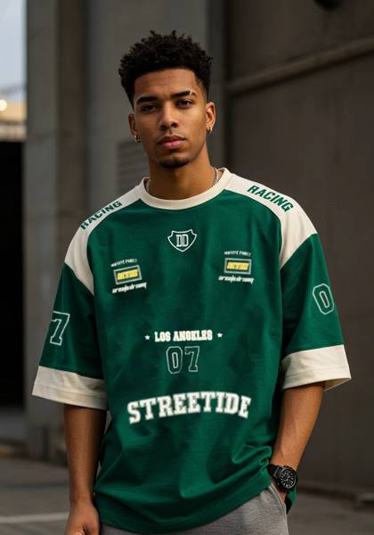 THALASI Graphic Print Men Crew Neck Green T-Shirt