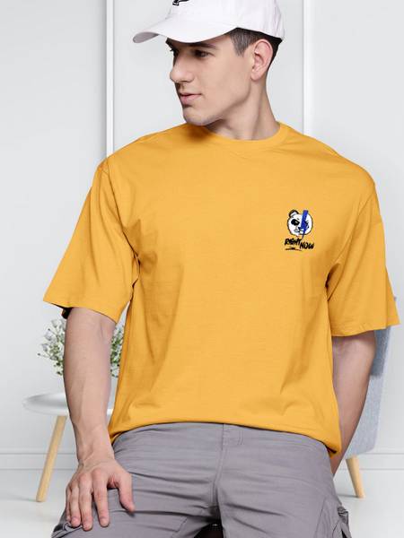 PATOIS Printed Men Round Neck Yellow T-Shirt