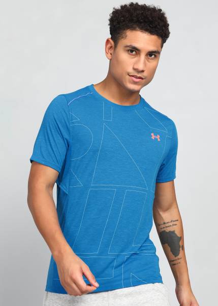 UNDER ARMOUR Printed Men Round Neck Blue T-Shirt