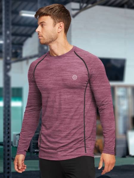 CHKOKKO Self Design Men Round Neck Purple T-Shirt