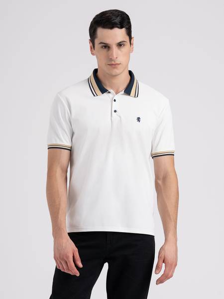 RED TAPE Solid Men Polo Neck White T-Shirt