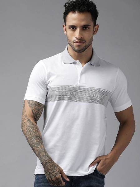 PARK AVENUE Printed Men Polo Neck White T-Shirt
