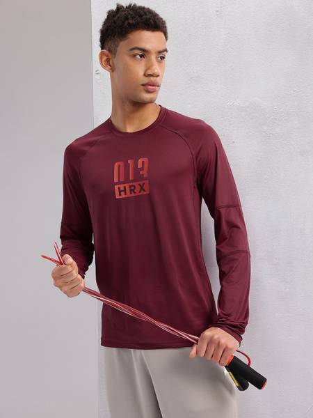 HRX by Hrithik Roshan Printed Men Round Neck Brown T-Shirt
