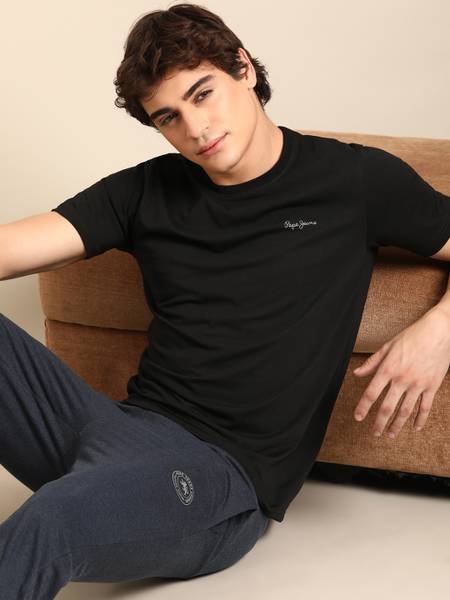 Pepe Jeans Solid Men Round Neck Black T-Shirt