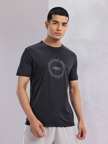 HRX by Hrithik Roshan Printed Men Round Neck Black T-Shirt