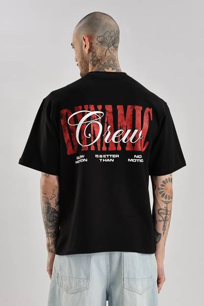 DOPEANDDROP Graphic Print, Typography Men Crew Neck Black T-Shirt
