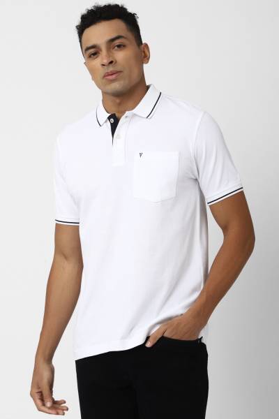 VAN HEUSEN Solid Men Polo Neck White T-Shirt