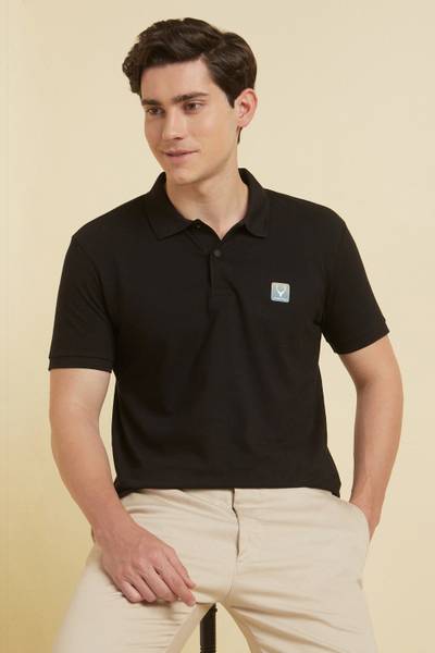 Allen Solly Solid Men Polo Neck Black T-Shirt
