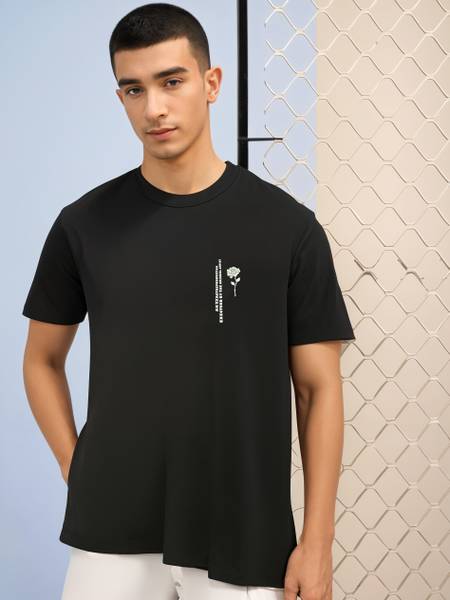 MACK JONNEY Printed Men Round Neck Black T-Shirt