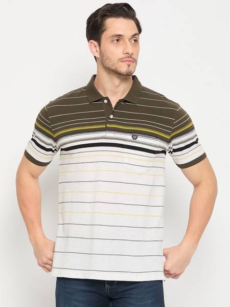 DUKE Striped Men Polo Neck Multicolor T-Shirt