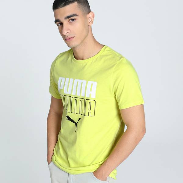 PUMA Printed Men Crew Neck Yellow T-Shirt