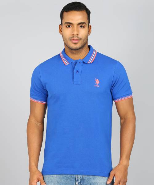 U.S. POLO ASSN. Solid Men Polo Neck Blue T-Shirt