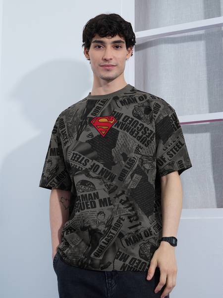 The Souled Store Superhero Men Round Neck Grey T-Shirt