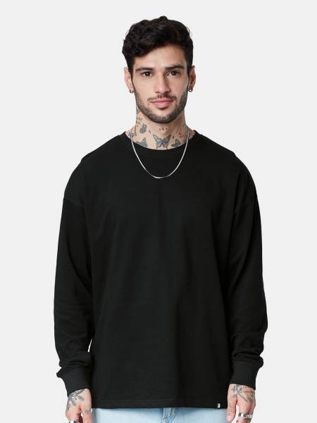 The Souled Store Solid Men Round Neck Black T-Shirt