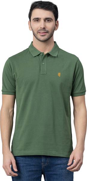 RED TAPE Solid Men Polo Neck Green T-Shirt