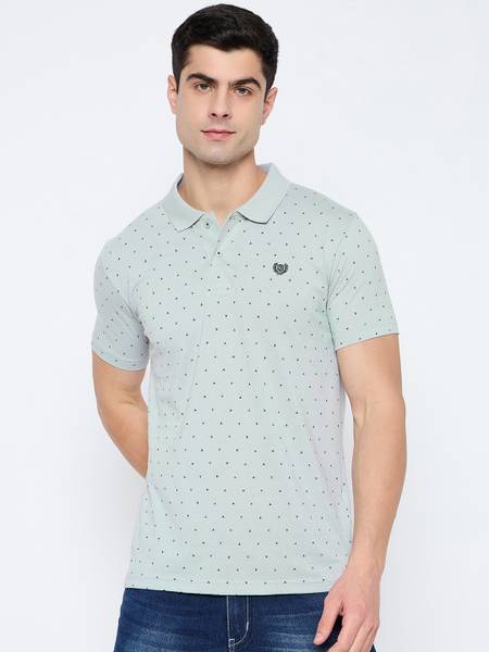 DUKE Printed Men Polo Neck Grey T-Shirt