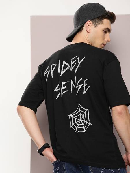 Kook N Keech Marvel Printed, Typography Men Round Neck Black T-Shirt