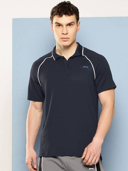 SLAZENGER Solid Men Polo Neck Blue T-Shirt