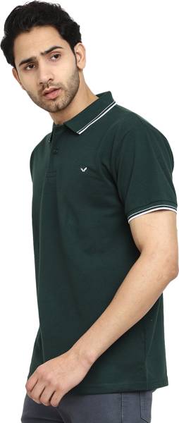 V-MART Solid Men Polo Neck Green T-Shirt
